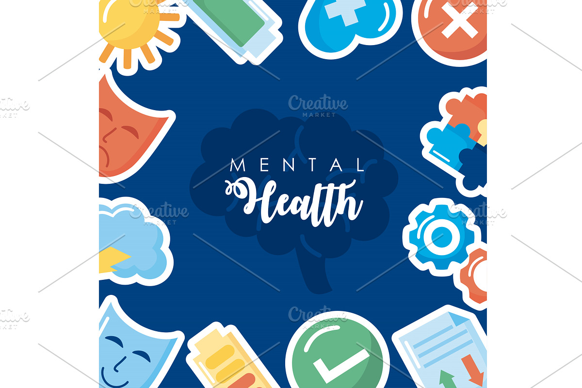 mental health frame, a Healthcare Illustration by studiogstock