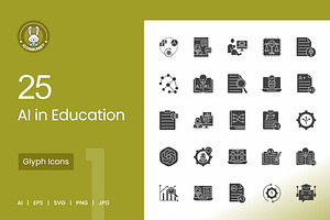 25 AI in Education Glyph Icons, an Icon by IconBunny