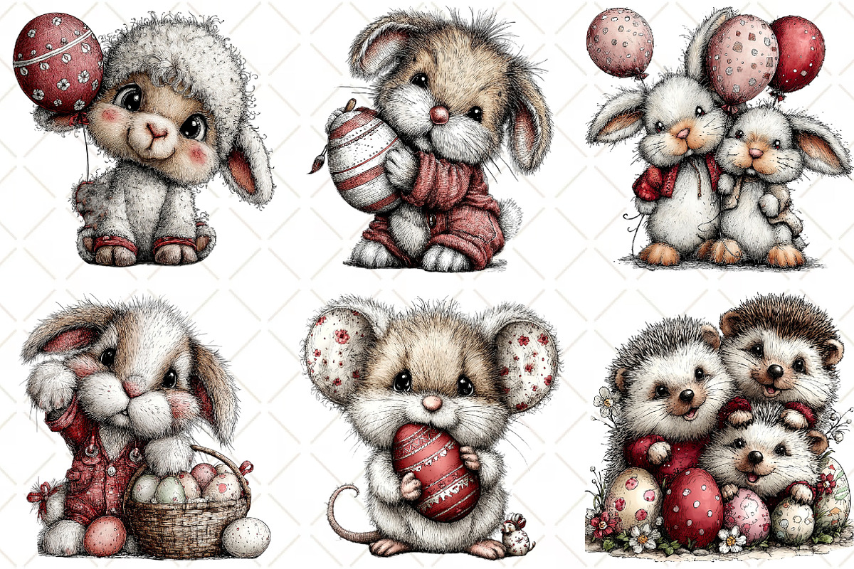 Whimsical Easter Animal Clipart, an Illustration by Black Bird Studio (Photo 3 of 5)