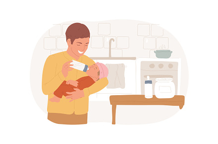 Feeding a baby isolated cartoon, a Person Illustration by Visual Generation