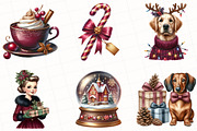Elegant Burgundy Christmas Clipart, an Illustration by OK Design (Thumbnail 2 of 5)