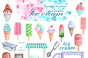 Ice cream watercolor set., a Food Illustration by SabinaWatercolorArt (Thumbnail 2 of 17)
