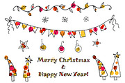 Doodle Christmas elements, a Background Graphic by DikayaMiau (Thumbnail 2 of 3)