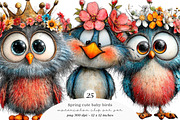Spring cute baby birds clipart, an Illustration by SinaCreation (Thumbnail 1 of 11)