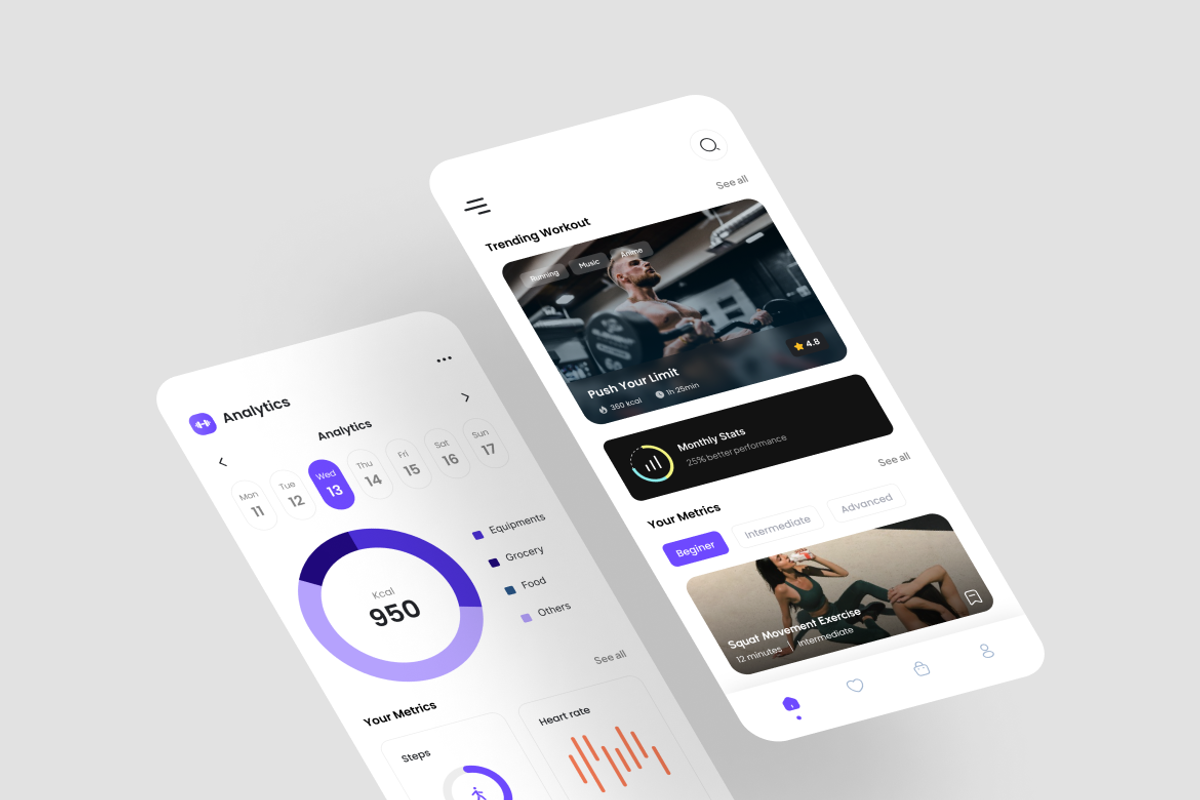 Workout - Fitness App UI Kit, an UI Kit Template by iDoodle Studio (Photo 4 of 4)