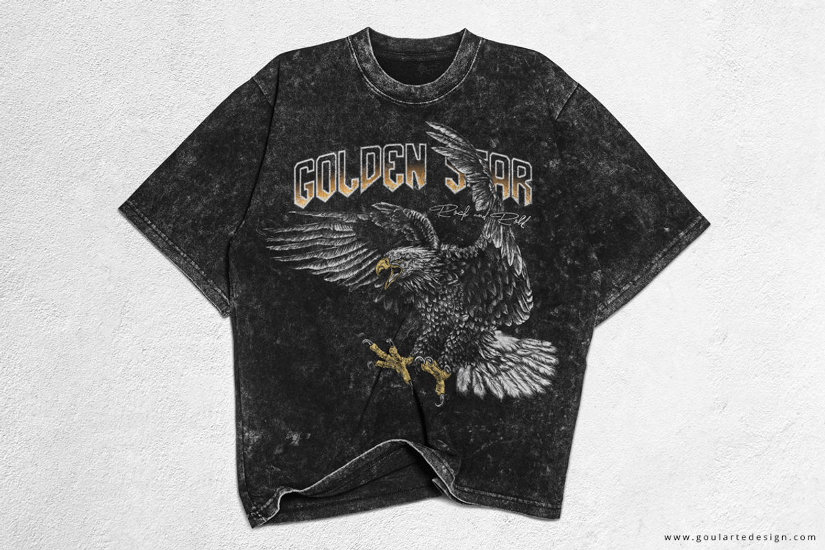 Rock and roll eagle for t-shirt, an Animal Illustration by Goularte Design (Photo 3 of 7)