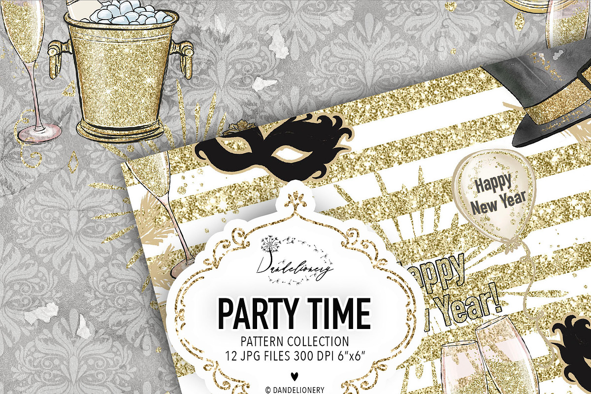 Party Time digital paper pack, a Pattern Graphic by designloverstudio