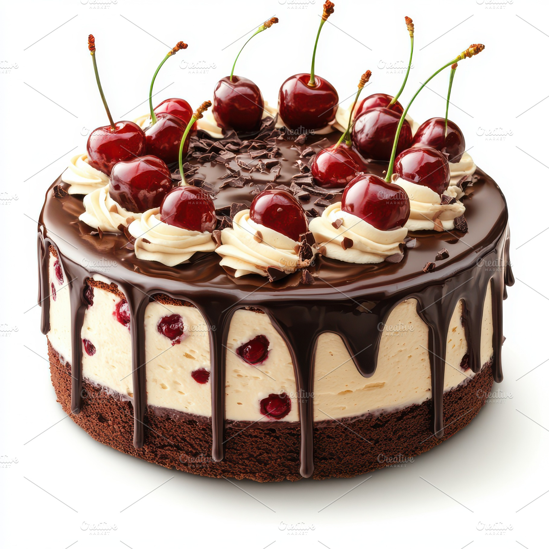 Delicious cake with chocolate drizzl, a Food & Drink Photo by Pixeness Studio