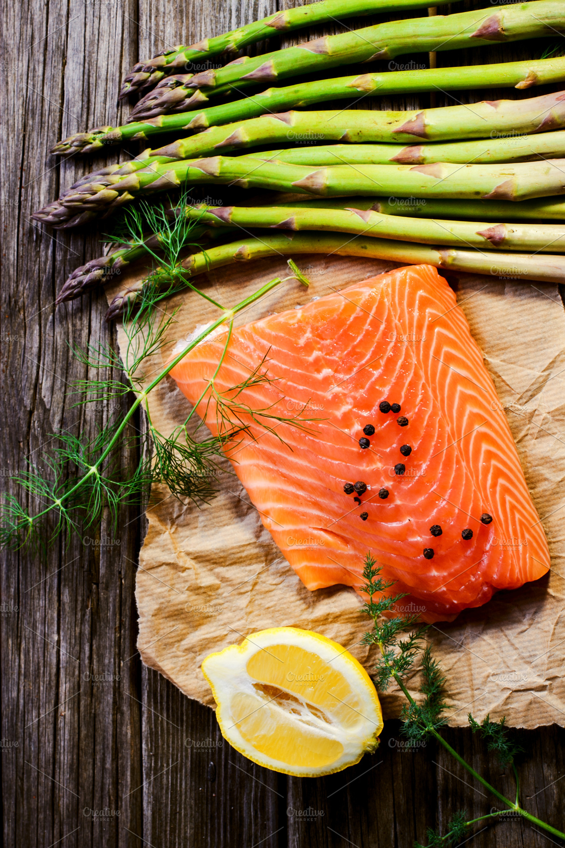 Salmon Fillet With Asparagus Stock Photo Containing Salmon And Fillet
