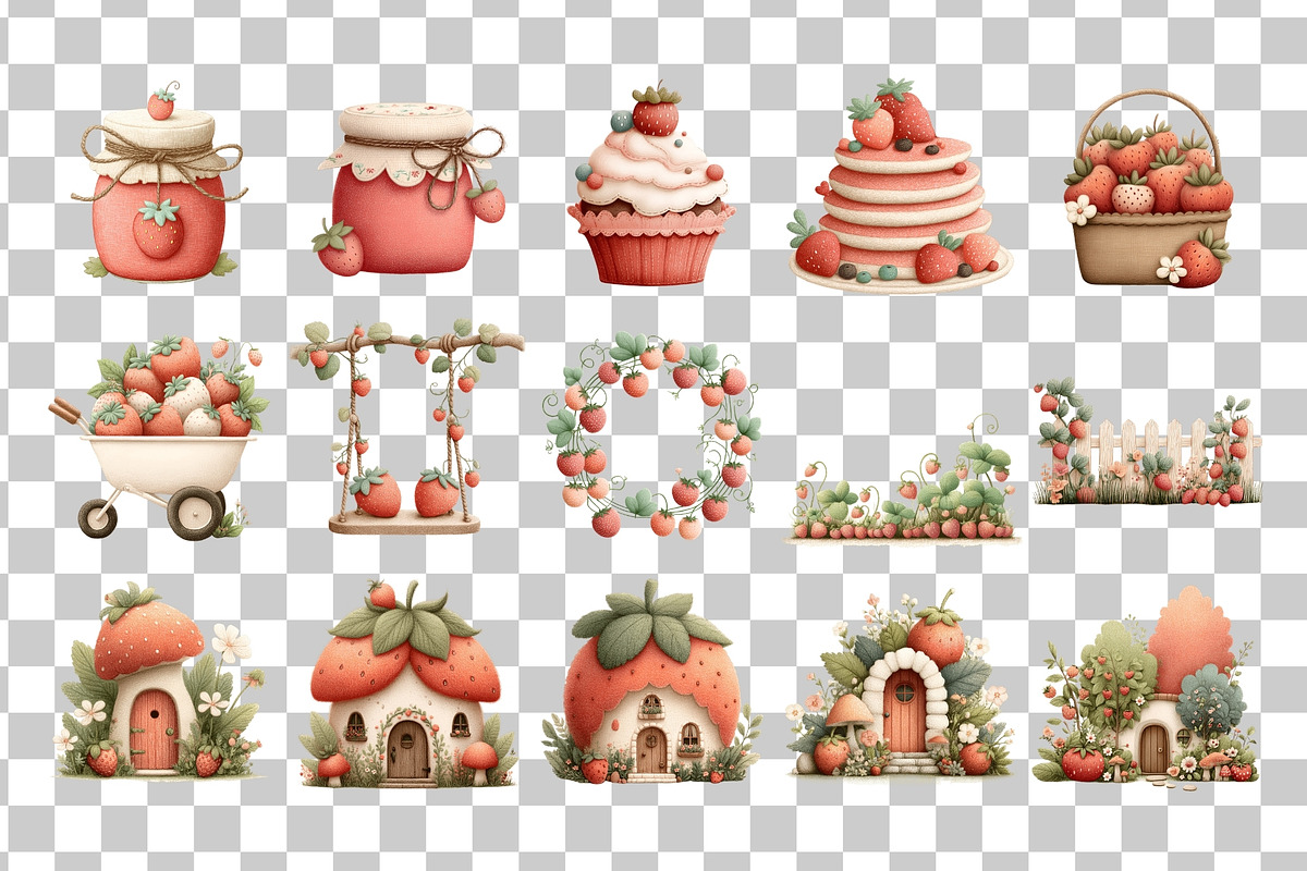 Strawberry Mouse Watercolor Clipart, an Animal Illustration by Nicolle's Colorful Art (Photo 3 of 5)