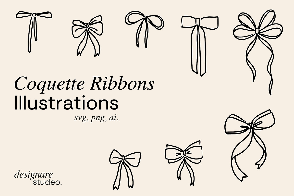 Coquette Ribbons Illustration, a Decorative Illustration by ginni illustrations (Photo 1 of 5)