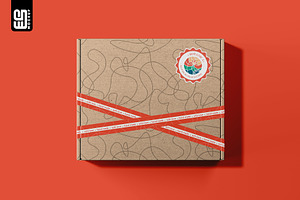 Box With Set Of Stickers Mockup