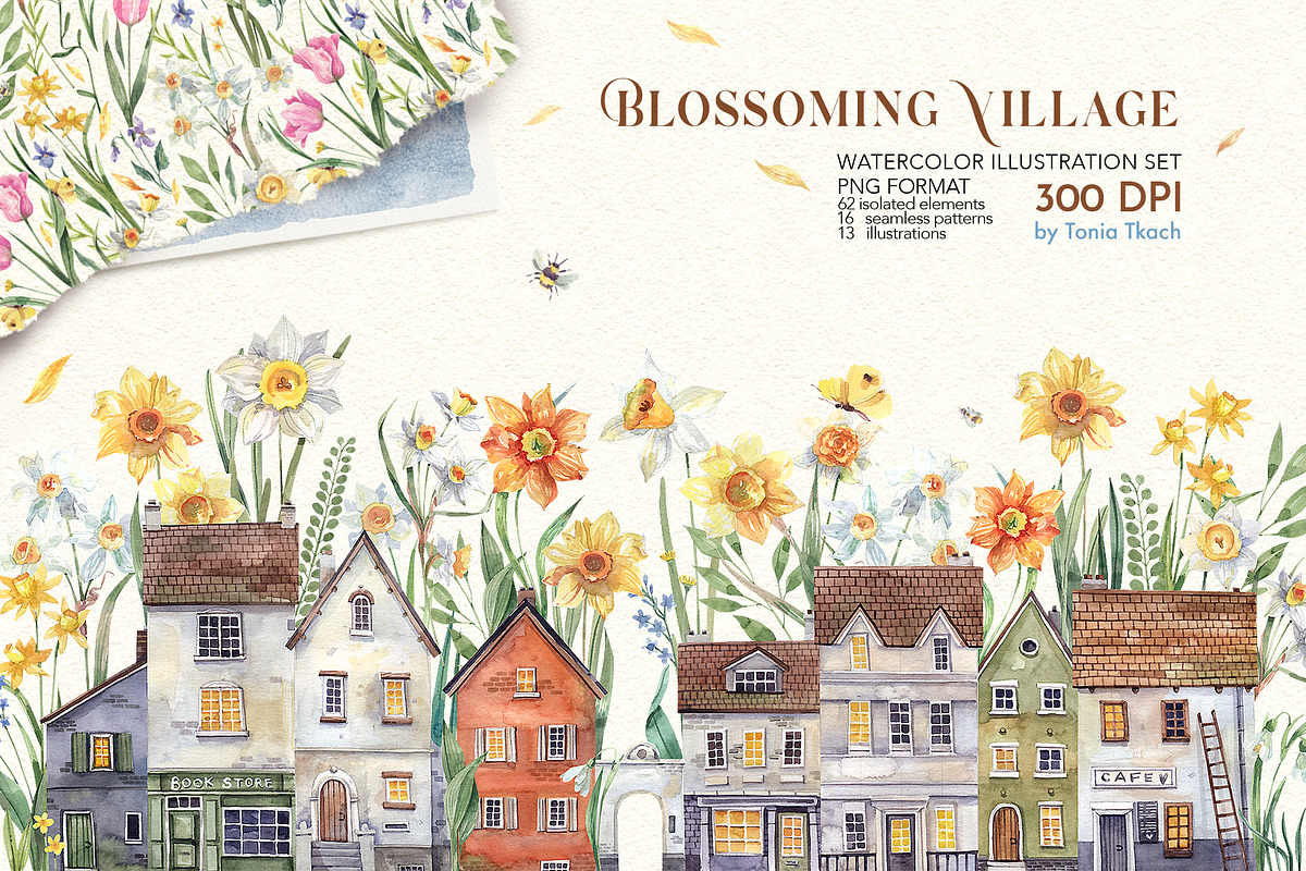 Blossoming Village, an Illustration by Watercolor by Tonia Tkach (Photo 1 of 6)