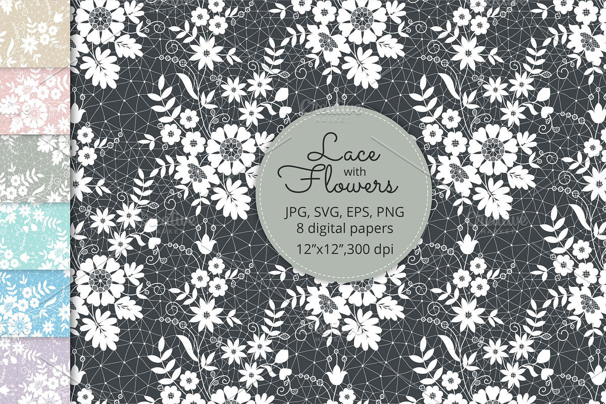 Seamless Lace Floral Patterns, a Pattern Graphic by Sveta Aho (Photo 1 of 6)