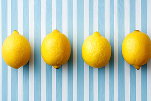 Minimalist four fresh yellow lemons, a Food & Drink Photo by MistyDay