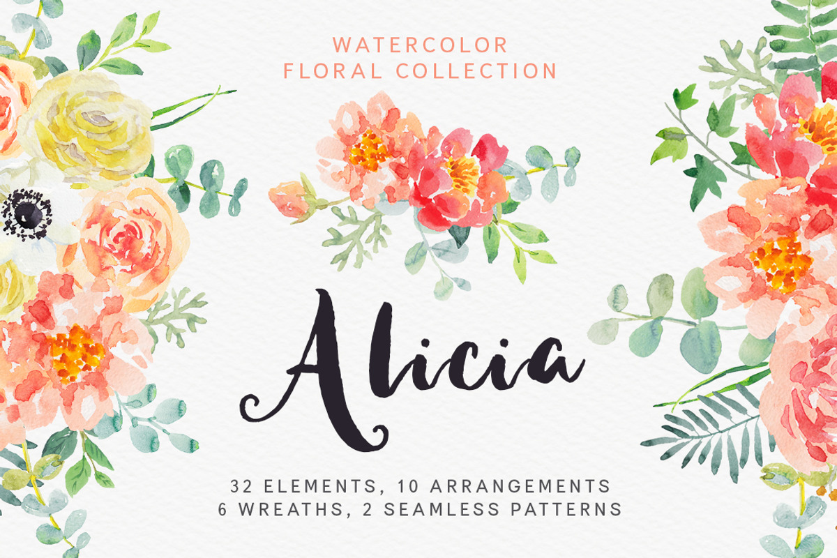 Alicia watercolor floral collection, an Illustration by OJardin (Photo 1 of 5)