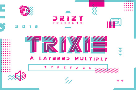Trixie | A Layered Multiply Typeface, a Font by Drizy