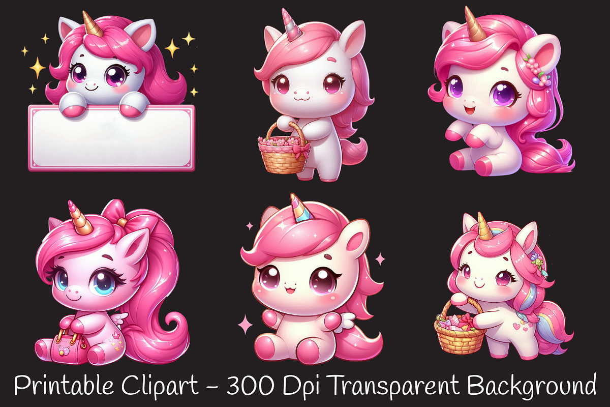 Cute pink baby unicorn, an Illustration by RobertsArt (Photo 5 of 7)