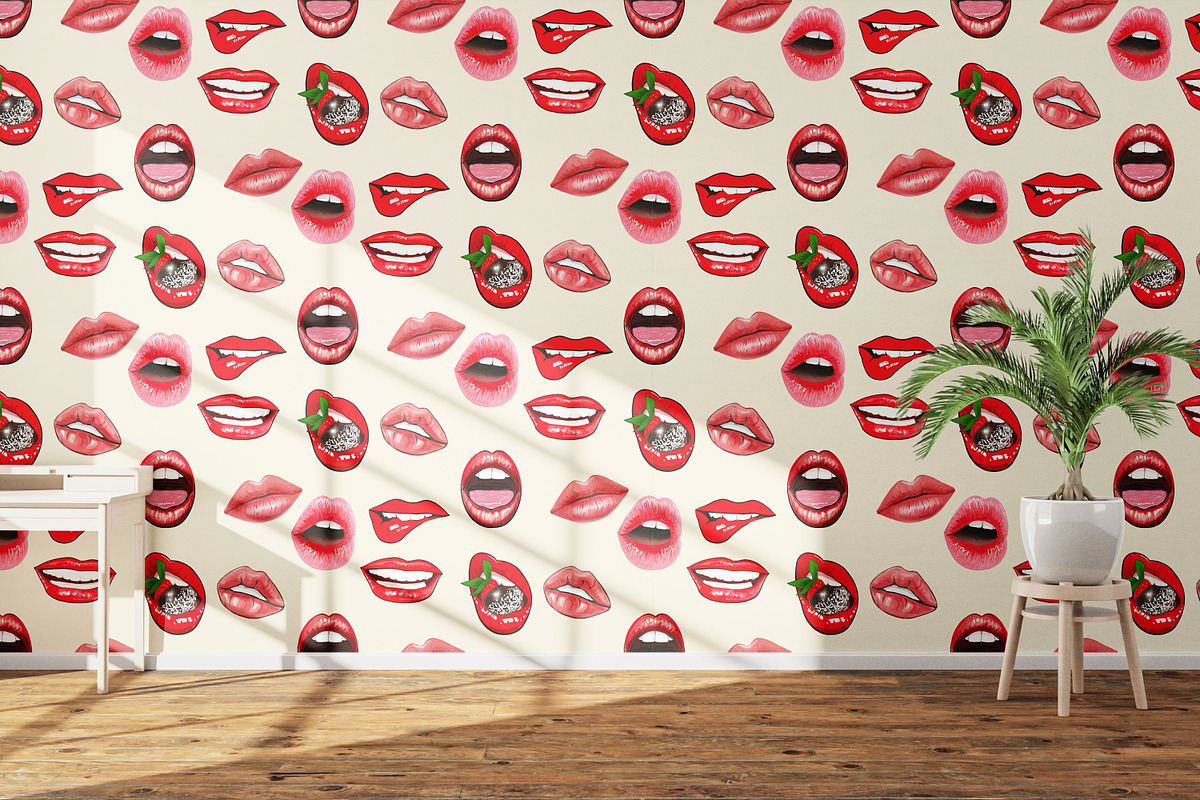 Sexy Red Lips Clipart – PNG Set, a Decorative Illustration by NatArt (Photo 7 of 15)