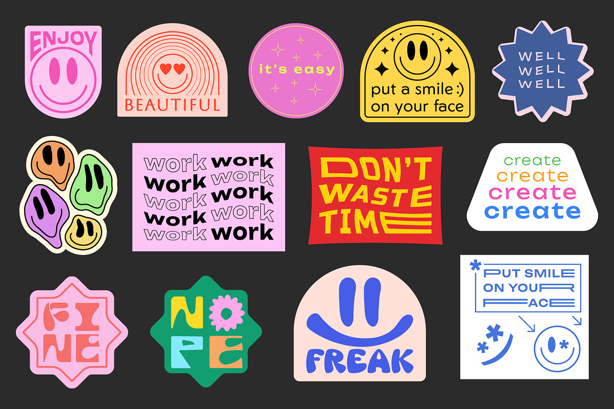 LIFE IS COOL VECTOR POP ART STICKERS, an Object Graphic by craftlove (Photo 8 of 13)