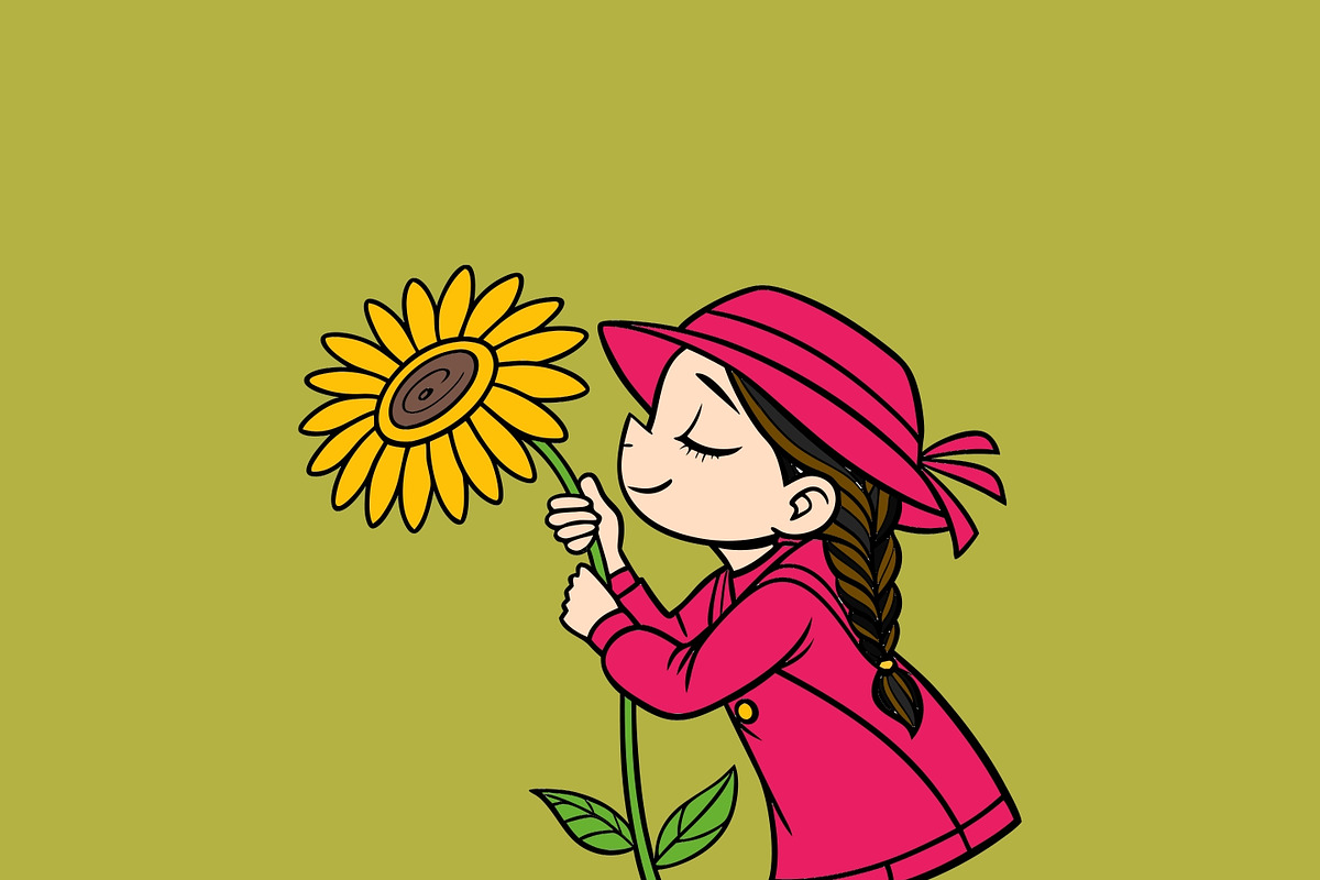 Girl and Sunflower, an Illustration by ChandniJ1