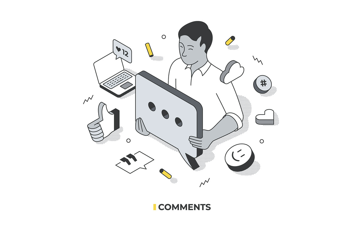 Isometric Lines Illustrations Set, a Person Illustration by Rassko (Photo 3 of 12)