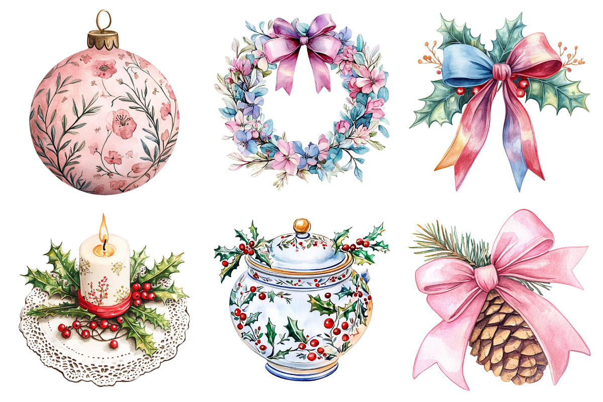 Grand Millennial Christmas Clipart, an Illustration by Daily.Designs (Photo 3 of 5)