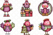 Quirky Christmas Chicken Clipart, an Illustration by Black Bird Studio (Thumbnail 2 of 6)