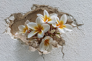 Flowers growing through a wall crack, a Photo by Beautiful things