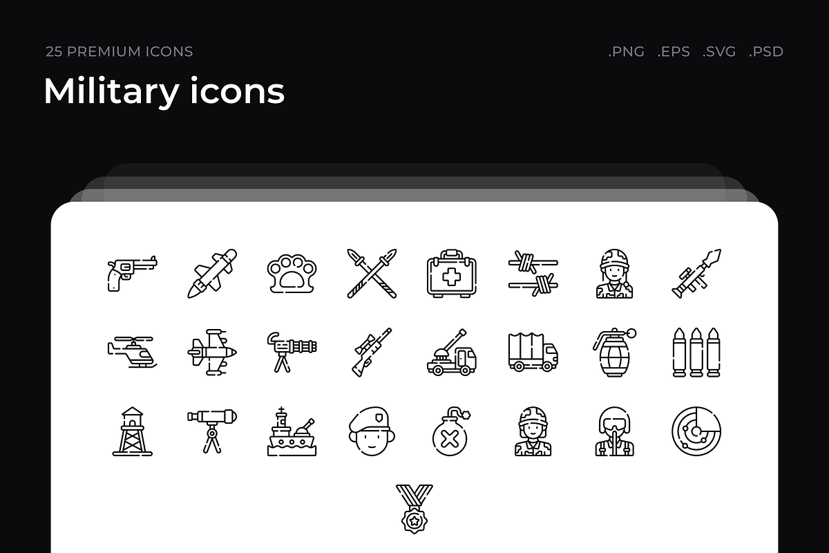 Military icons, an Outline Icon by Wencory