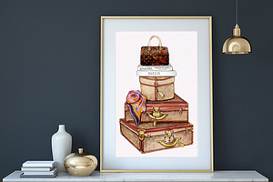 Printable Watercolor Monogram bags