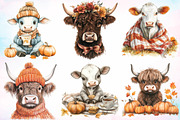 Autumn Highland Cow Clipart Bundle, a Seasonal Illustration by Canvas Craft (Thumbnail 5 of 8)