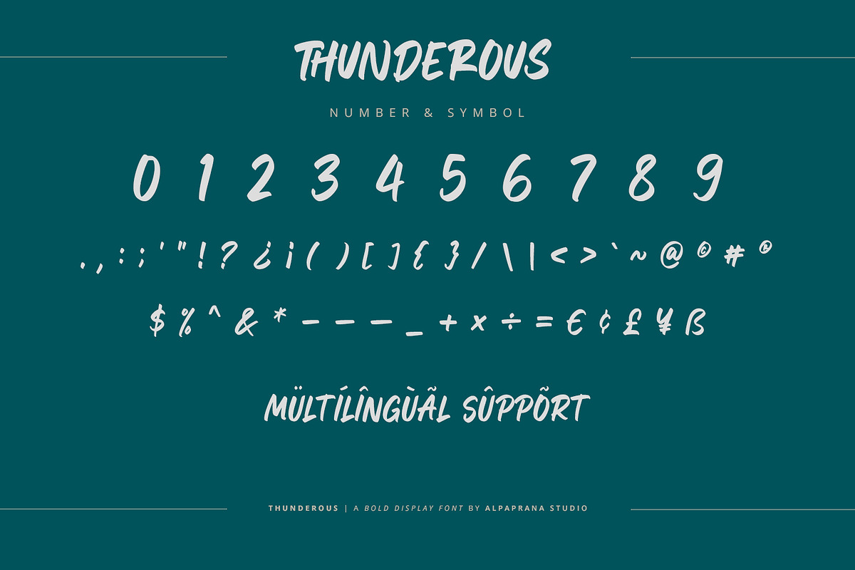 Thunderous - Bold Display Font, a Script Font by Alpaprana (Photo 11 of 12)