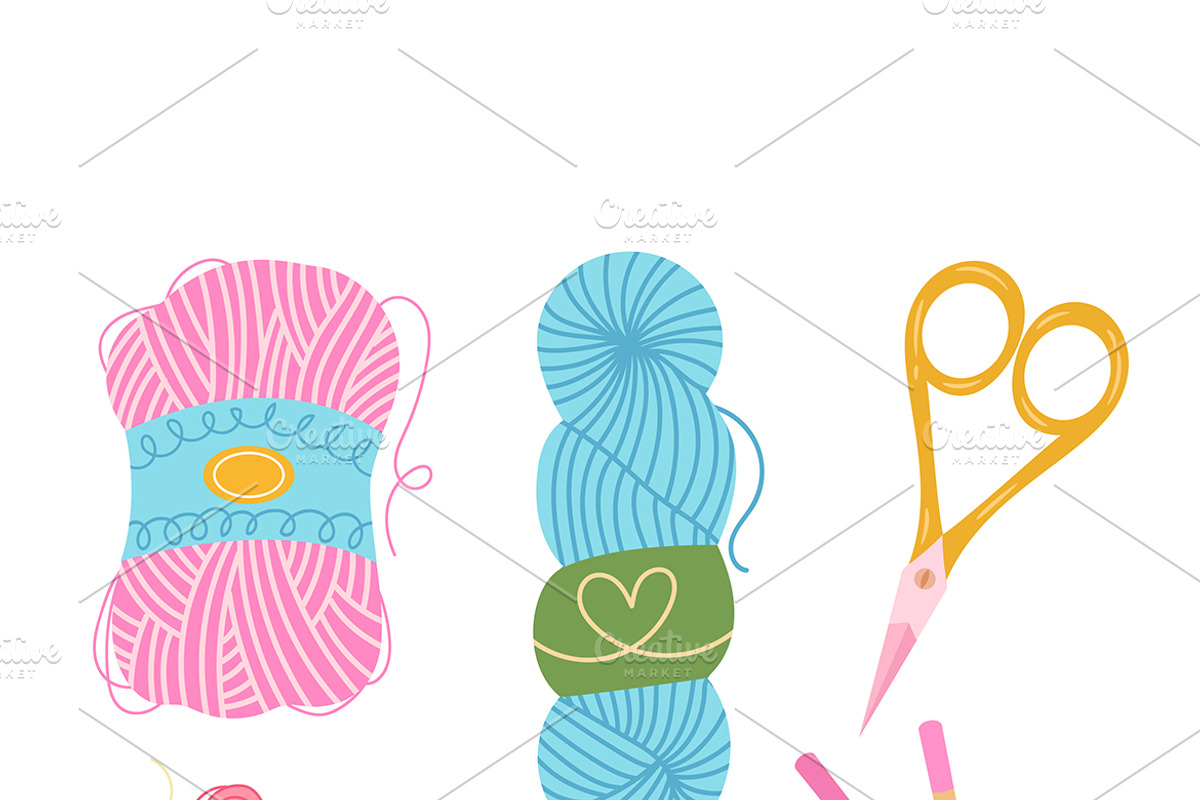 Flat Hand-Drawn Knitting Material, an Object Illustration by MISS CHATZ (Photo 3 of 3)