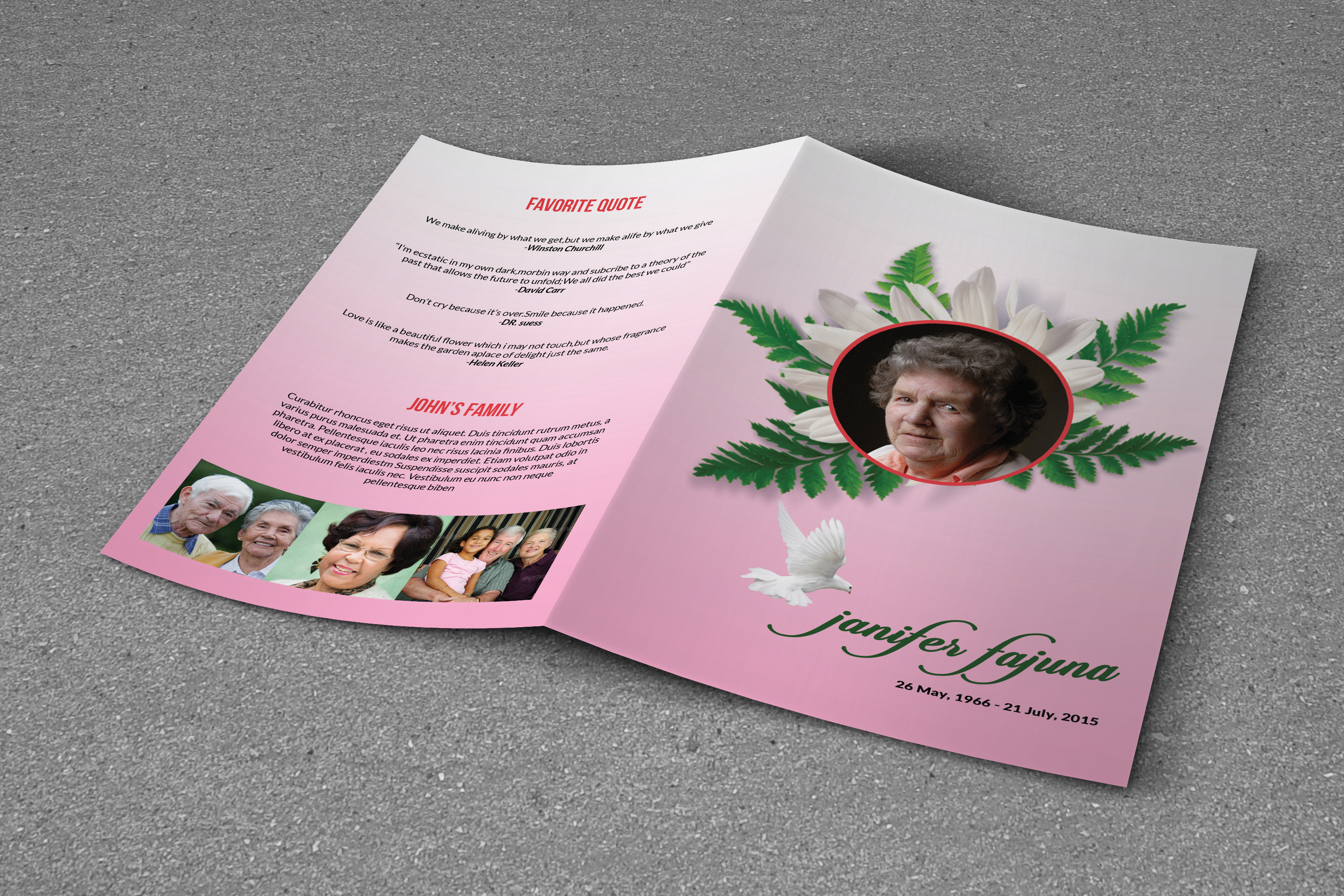 Funeral Program Template-V715 | Brochure Templates ~ Creative Market