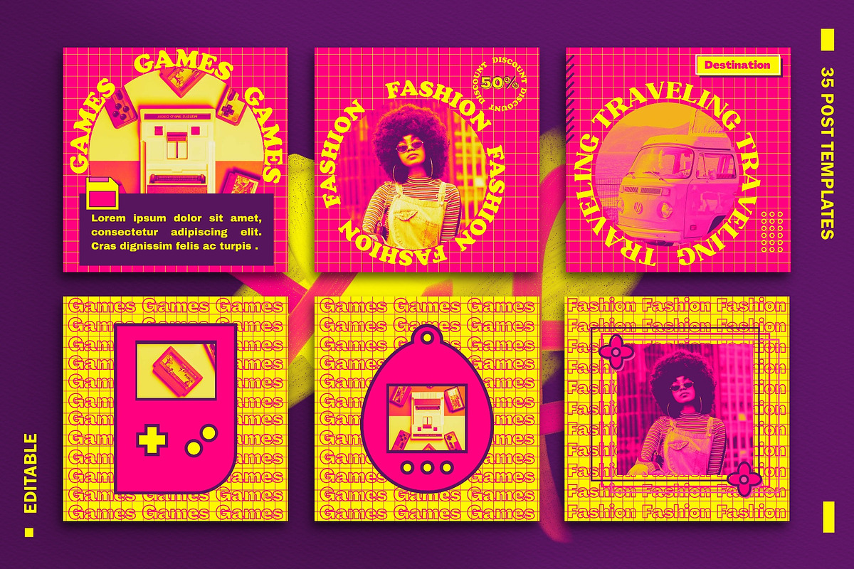 Retro Vibes Canva Instagram Template, a Social Media Template by Vectorheroes (Photo 5 of 8)