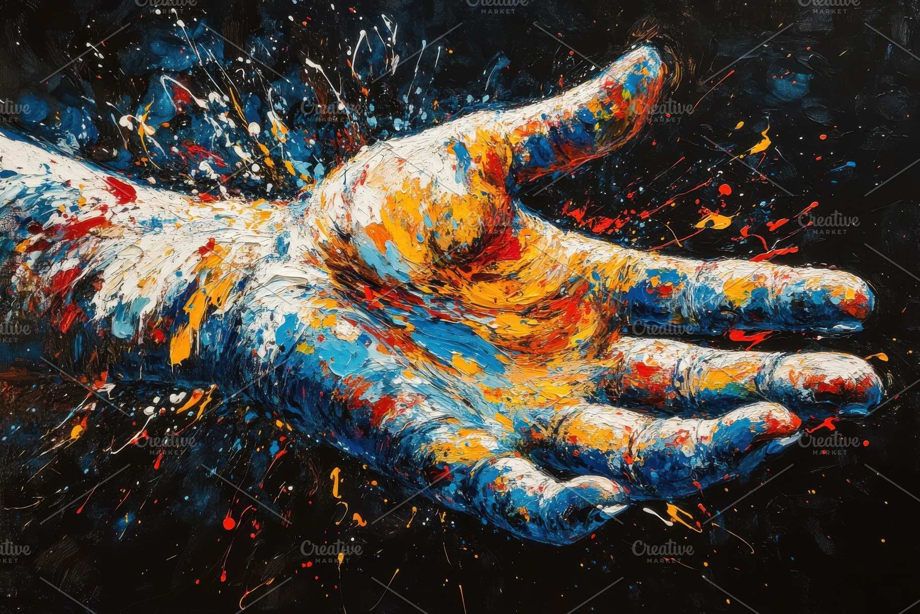 Colorful Hand Reaching Out Abstract, a Photo by Pixeness Studio