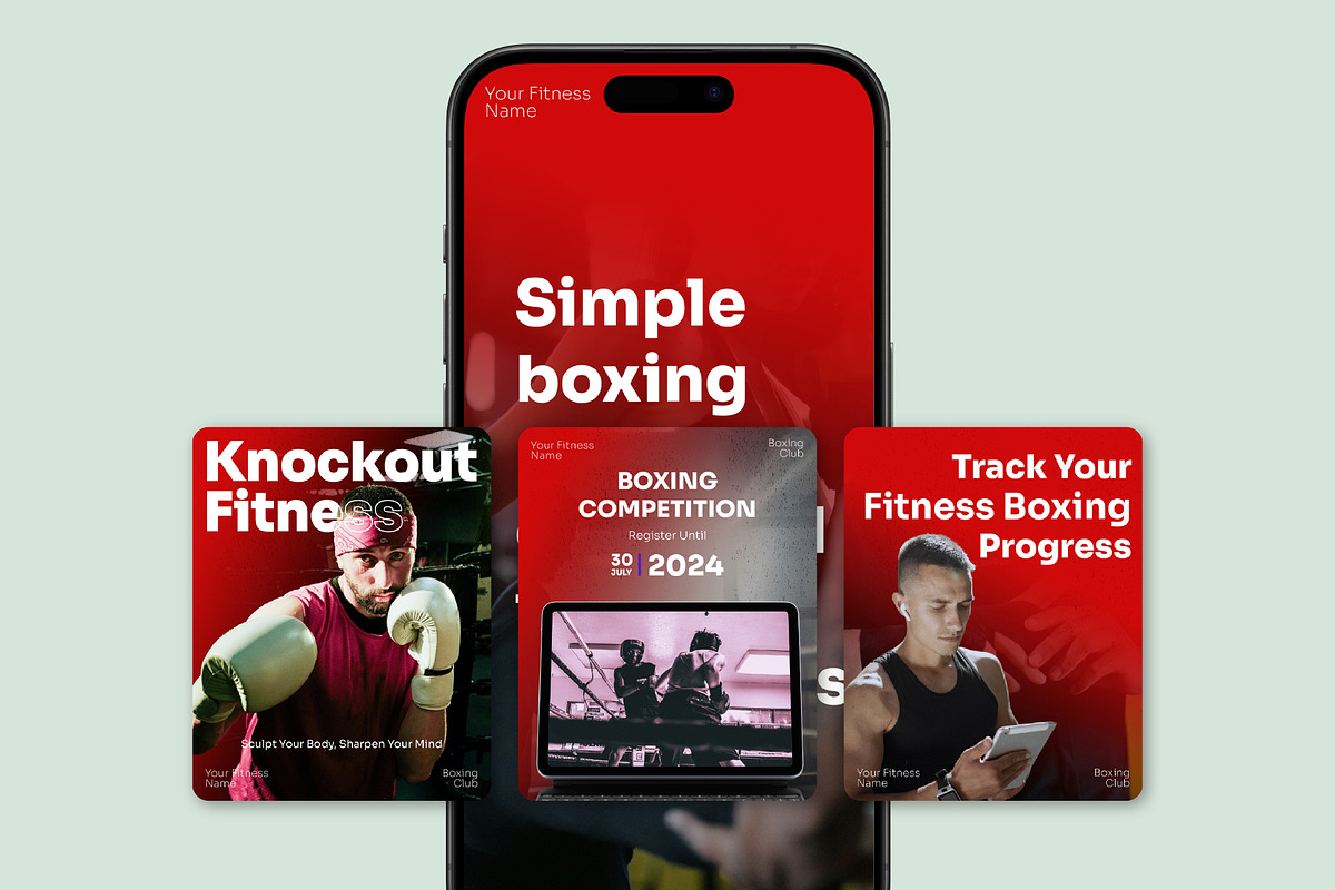 Boxing Social Media Kit Template, a Social Media Template by SecondBrain Store (Photo 4 of 10)