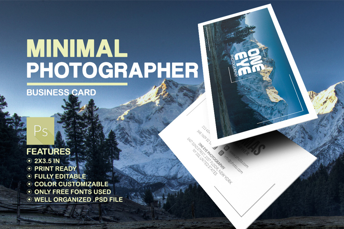 Minimal Photographer Business Card, a Business Card Template by Marvel (Photo 1 of 5)