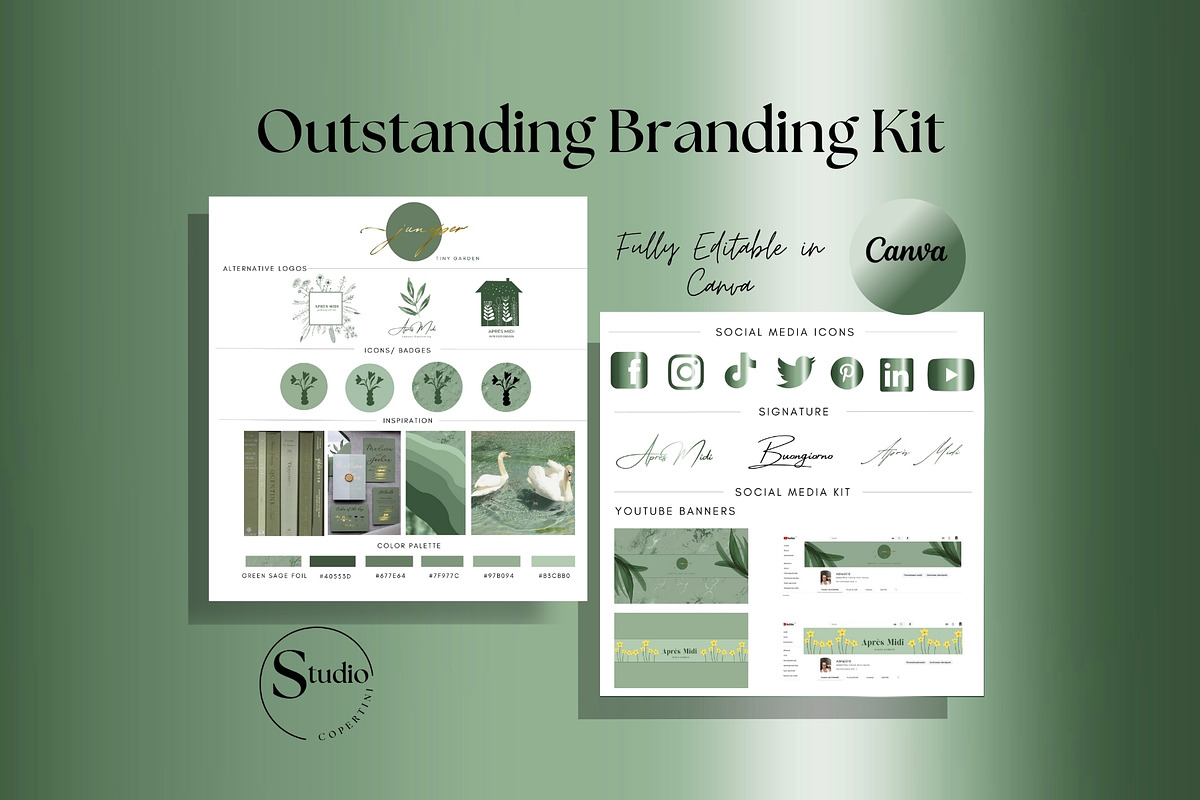 Canva Branding Kit Green Sage, a Branding & Logo Template by CopertiniStudio (Photo 1 of 8)