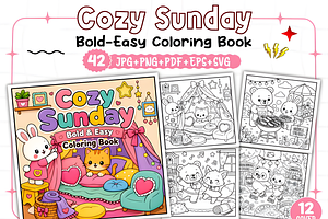 Bold and Easy Cozy Sunday Coloring, a Decorative Illustration by Design Station