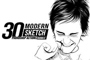 30 Modern Sketch Photoshop Actions, an Action Add-On by Jacpot007 (Thumbnail 1 of 26)