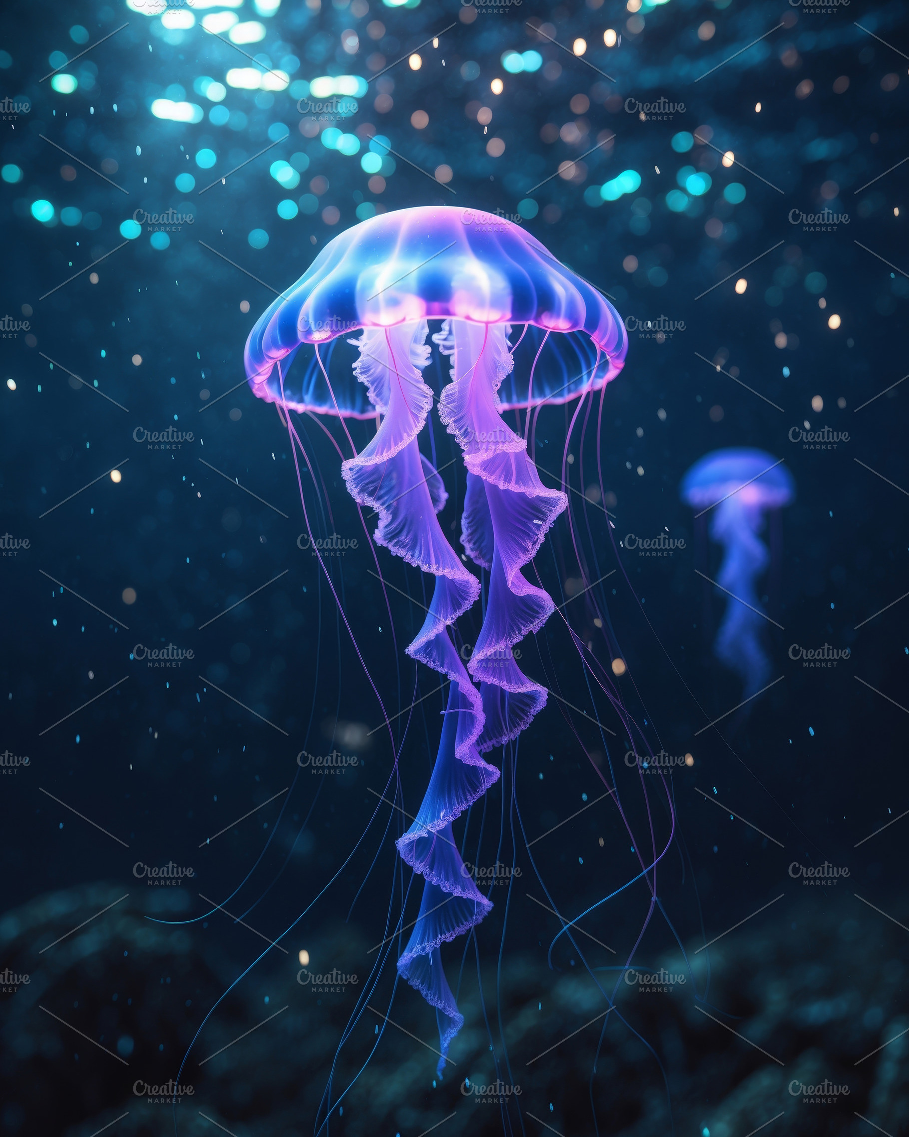Bioluminescent Ocean Beauty, an Abstract Photo by Hamza067