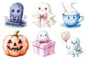 Watercolor Kawaii Halloween Clipart, an Illustration by Daily.Designs (Thumbnail 3 of 5)