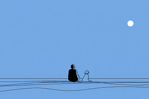 Sitting by the water with a dog, a Photo by Beautiful things