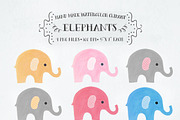 Elephants - watercolor clipart, an Animal Illustration by DigitalCloud (Thumbnail 2 of 2)
