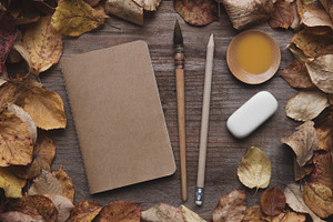 Autumn notebook mockup