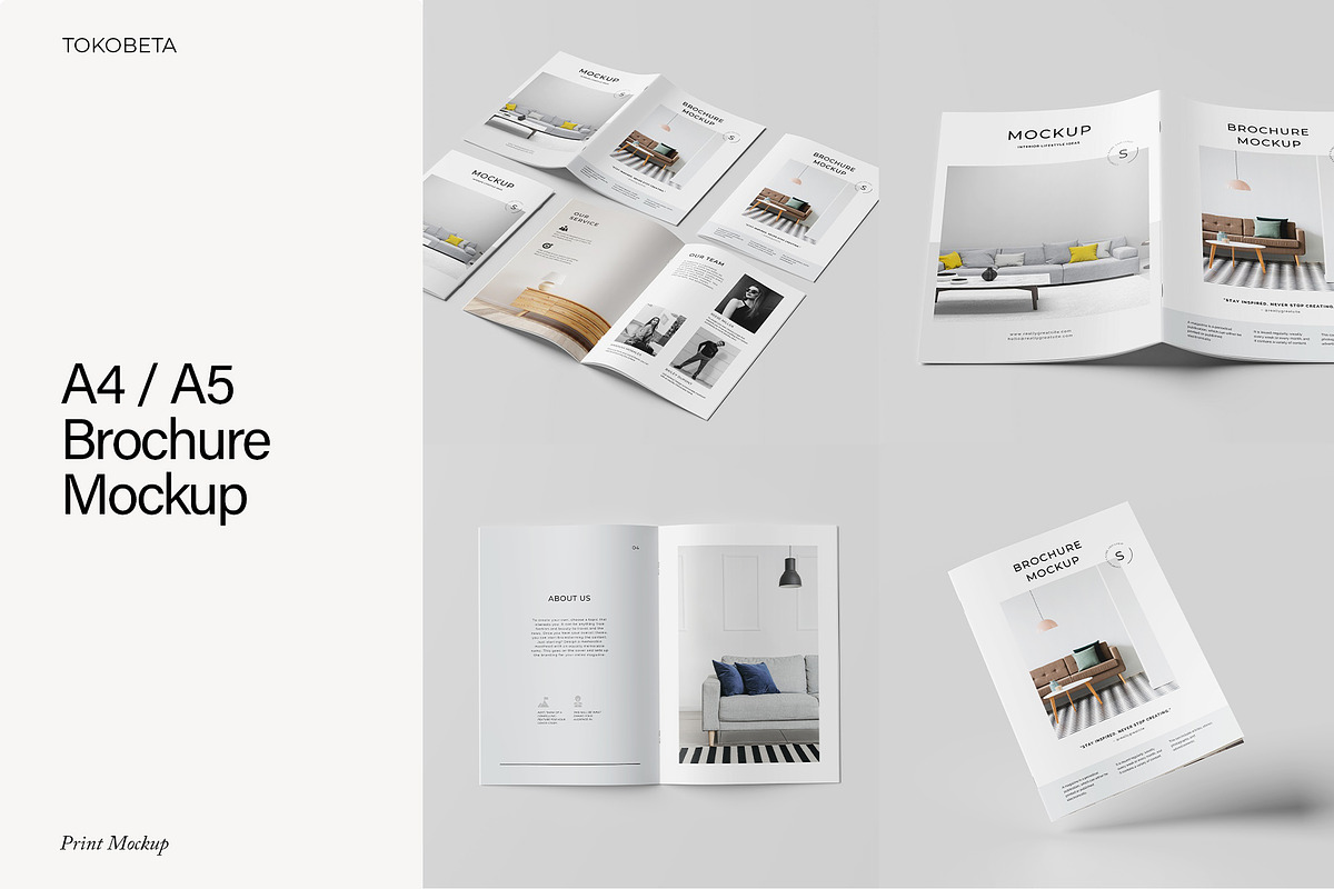 A4 / A5 Brochure Mockup, a Books & Magazine Mockup by Tokobeta