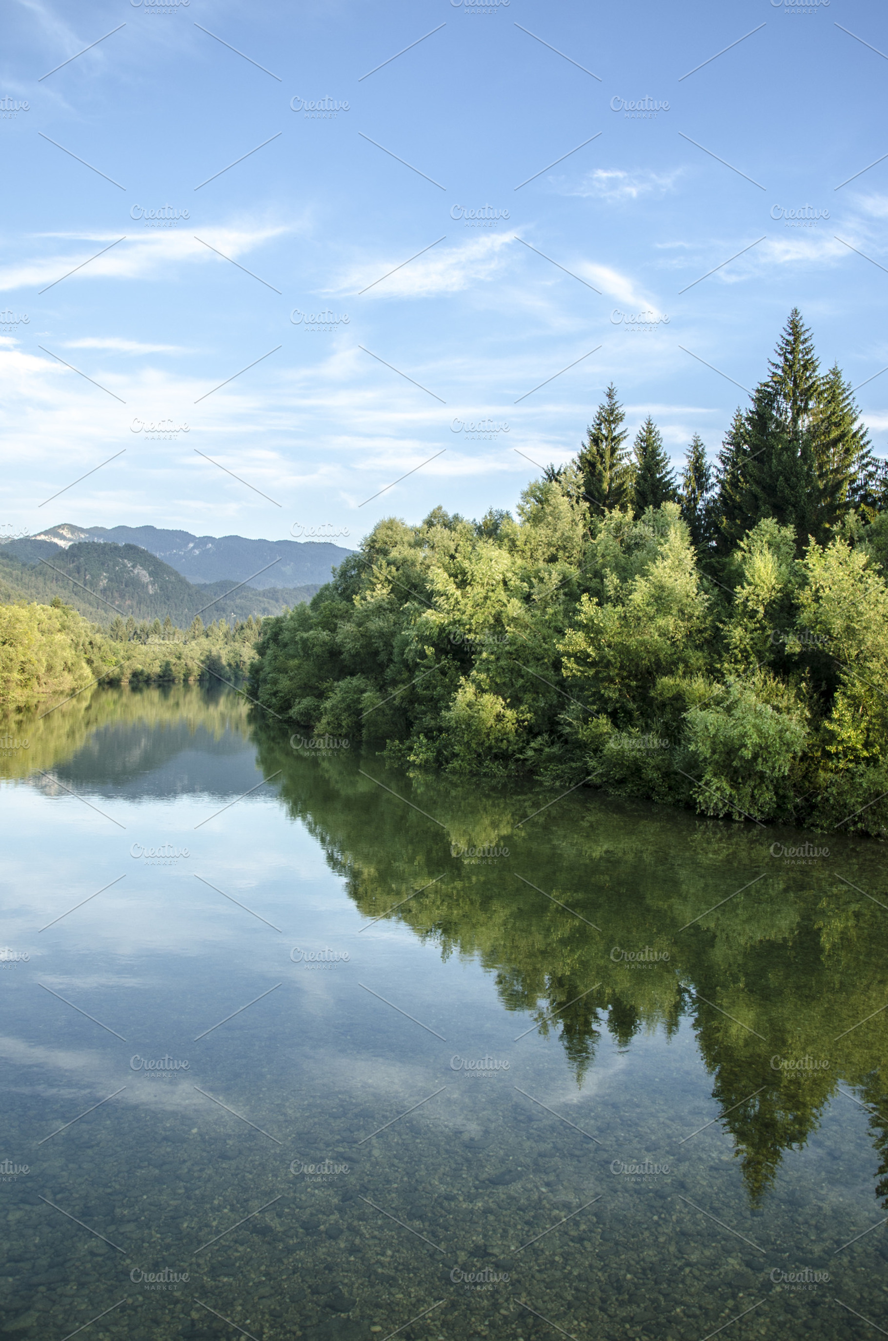 Sunrise At River And Forest