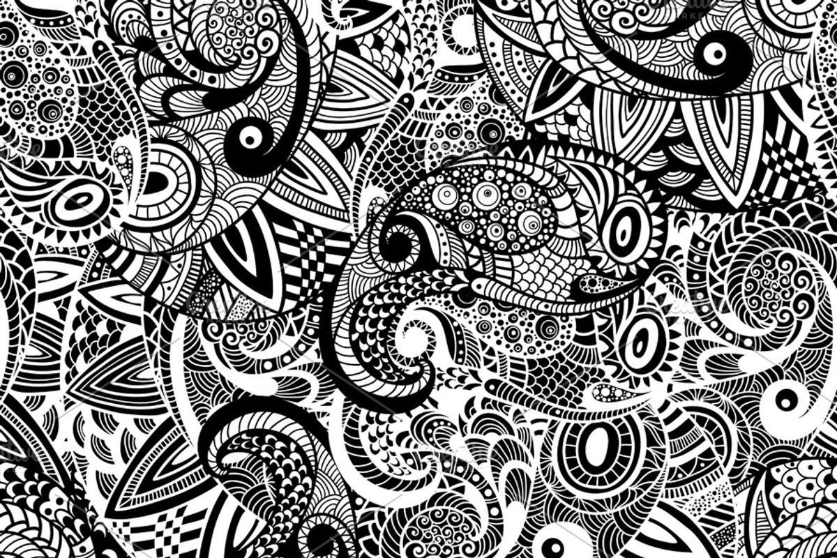 Vector Seamless Paisley Doodle Patte
